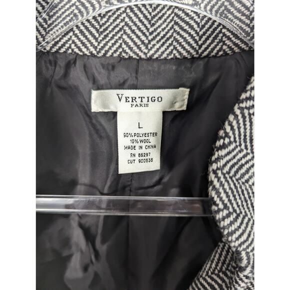 Vintage 90's Vertigo  Herringbone Blazer Short Sleeve Tulip Shape Wool Blend - Picture 3 of 7